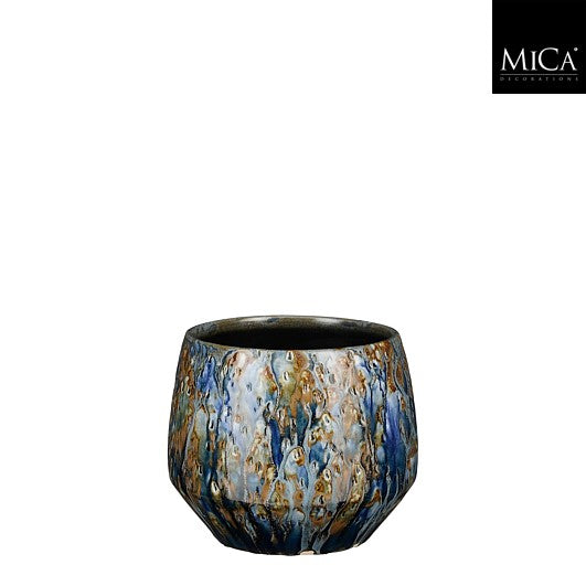 Harris pot round blue - h14xd16,5cm