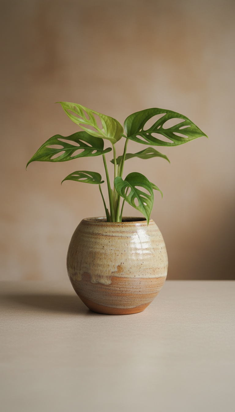 Monstera Adansonii in Stoneware Vessel